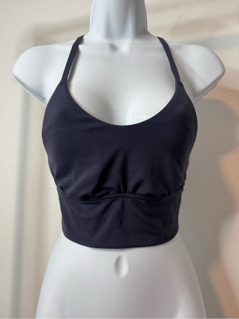 Offline By Aerie Black Womens Scoop Neck Bralette Crop Top Strappy Back XS